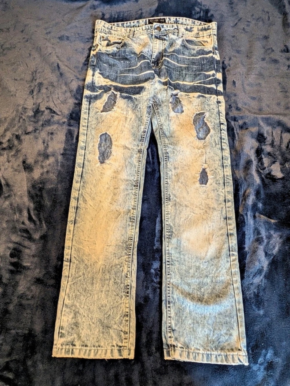 Blue Seven Distressed Straight Leg Jeans Blue Waist 38
